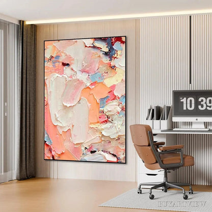 BUYARTVIEW Coral Dream – Textured Abstract Painting, Pink and Orange , Vertical Canvas, Impasto Decor - image 6