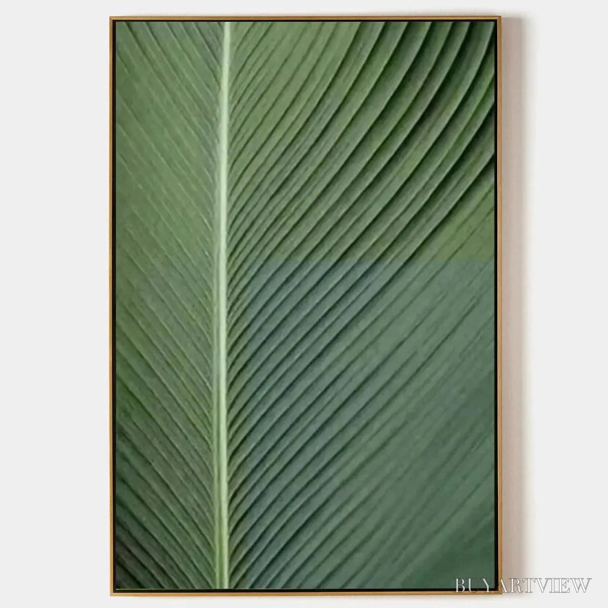 BUYARTVIEW Tropical Serenity – Minimalist Botanical Painting, Green Leaf , Vertical Canvas - image 1