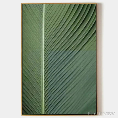 BUYARTVIEW Tropical Serenity – Minimalist Botanical Painting, Green Leaf , Vertical Canvas - image 1