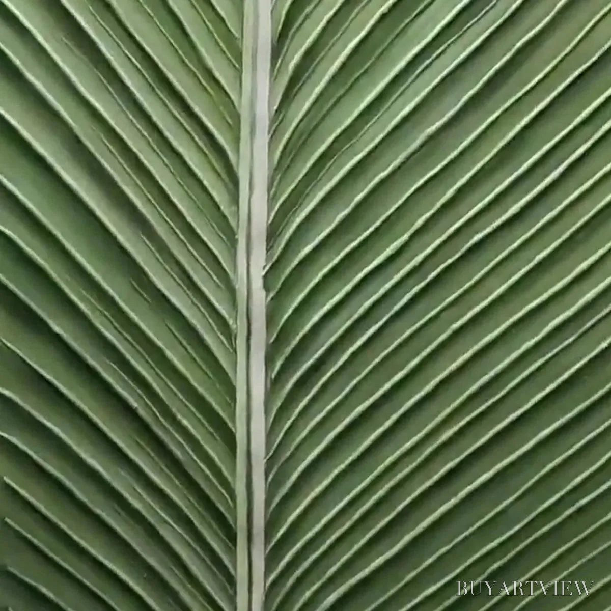 BUYARTVIEW Tropical Serenity – Minimalist Botanical Painting, Green Leaf , Vertical Canvas - image 3