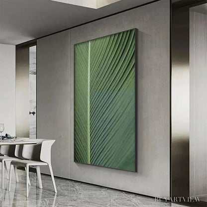 BUYARTVIEW Tropical Serenity – Minimalist Botanical Painting, Green Leaf , Vertical Canvas - image 5