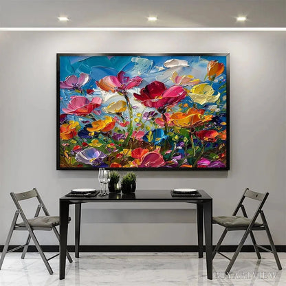 BUYARTVIEW Field of Dreams – Textured Floral Painting, Impasto , Horizontal Canvas, Wildflower Decor - image 4