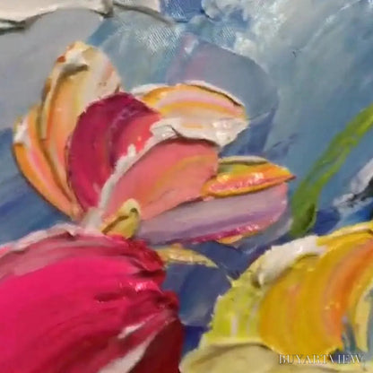 BUYARTVIEW Field of Dreams – Textured Floral Painting, Impasto , Horizontal Canvas, Wildflower Decor - image 5