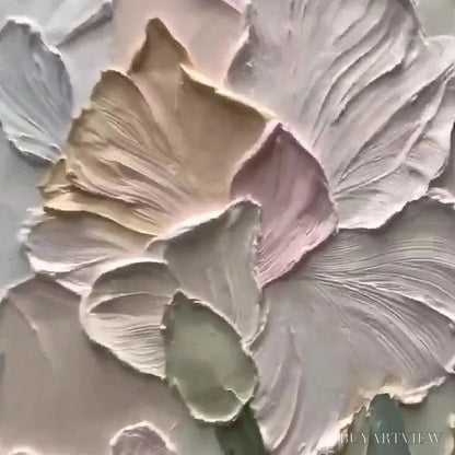 BUYARTVIEW Pastel Petals – Textured Impasto Floral Painting, 3D Flower , Square Canvas, Romantic Decor - image 3