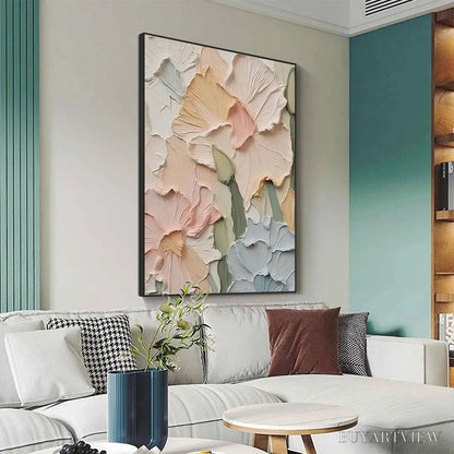BUYARTVIEW Pastel Petals – Textured Impasto Floral Painting, 3D Flower , Square Canvas, Romantic Decor - image 4