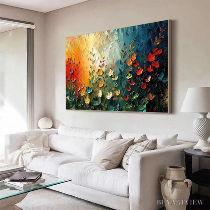 BUYARTVIEW Wildflower Meadow – Textured Abstract Floral Painting, Colorful Wildflower , Panoramic Canvas, Modern Decor - image 4