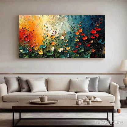 BUYARTVIEW Wildflower Meadow – Textured Abstract Floral Painting, Colorful Wildflower , Panoramic Canvas, Modern Decor - image 5