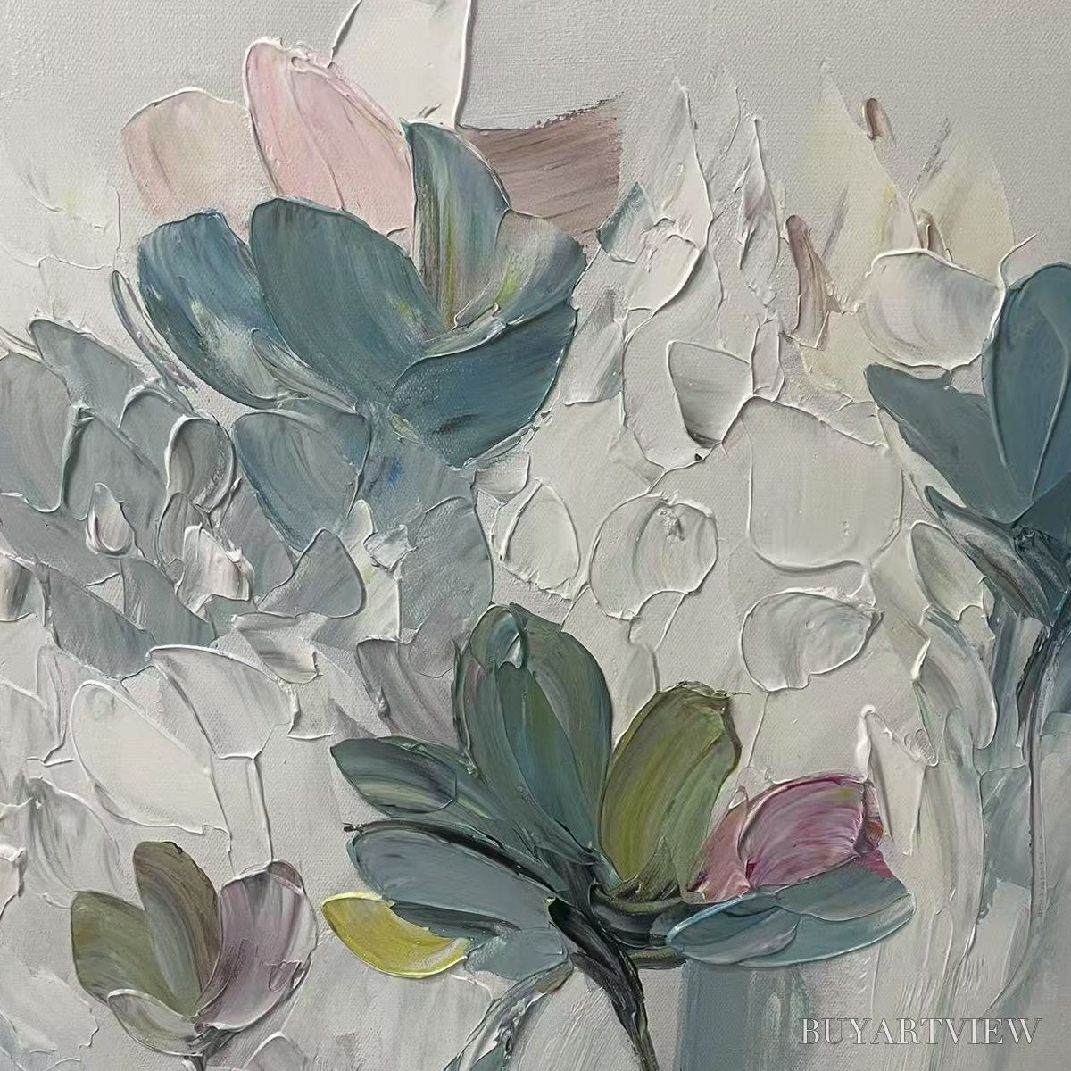 BUYARTVIEW Pastel Dream – Textured Floral Painting, Pastel Flower , Panoramic Canvas, Impressionist Decor - image 3