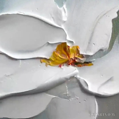 BUYARTVIEW White Magnolia Blossoms – Textured Floral Painting, White Flower , Panoramic Canvas, Impressionist Decor - image 6