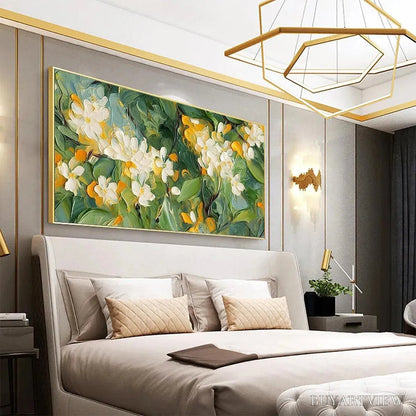 BUYARTVIEW Orange Blossom – Textured Floral Painting, White Flowers , Panoramic Canvas, Impressionist Decor - image 6