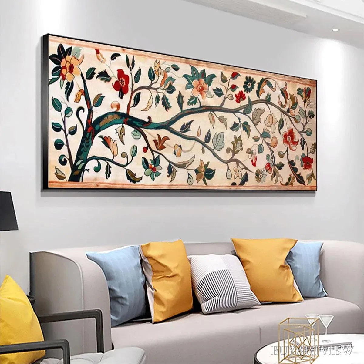 BUYARTVIEW Flowering Branch Tapestry Panoramic – Floral Tapestry Painting, Panoramic - image 4