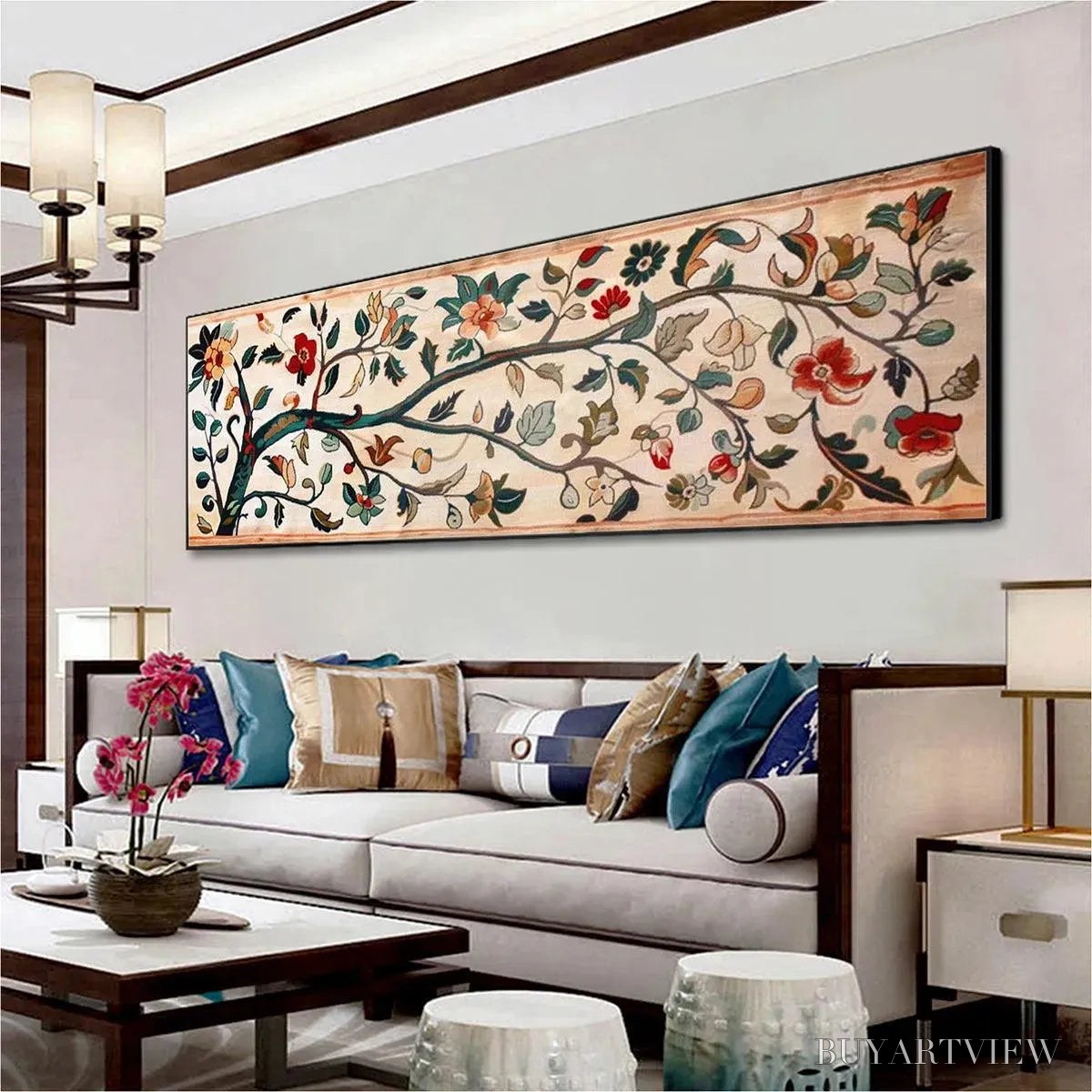 BUYARTVIEW Flowering Branch Tapestry Panoramic – Floral Tapestry Painting, Panoramic - image 5