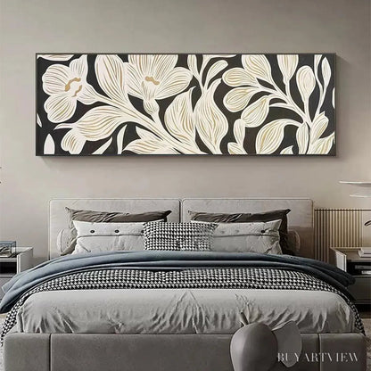 BUYARTVIEW Golden Floral Panoramic – Floral Painting, Panoramic , Black and Gold Decor - image 6