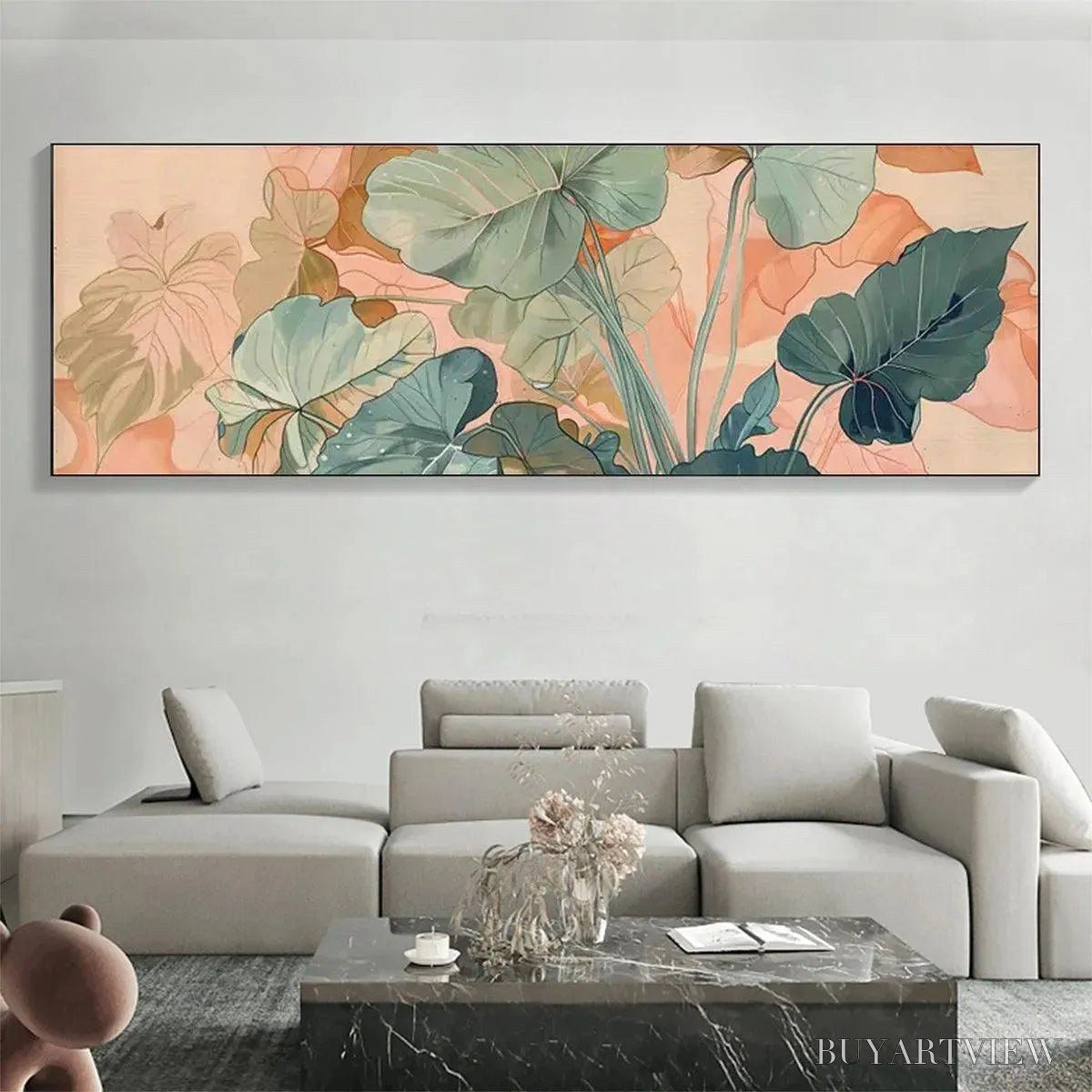 BUYARTVIEW Tropical Leaf Panoramic – Botanical Painting, Panoramic - image 2