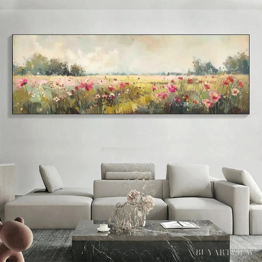 BUYARTVIEW Wild Flower Field Panoramic – Wildflower Painting, Panoramic - image 2