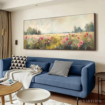 BUYARTVIEW Wild Flower Field Panoramic – Wildflower Painting, Panoramic - image 4