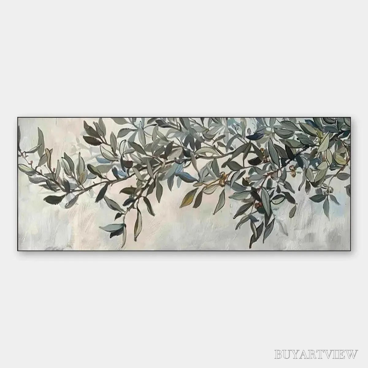 BUYARTVIEW Olive Branch Panoramic – Botanical Painting, Panoramic - image 1