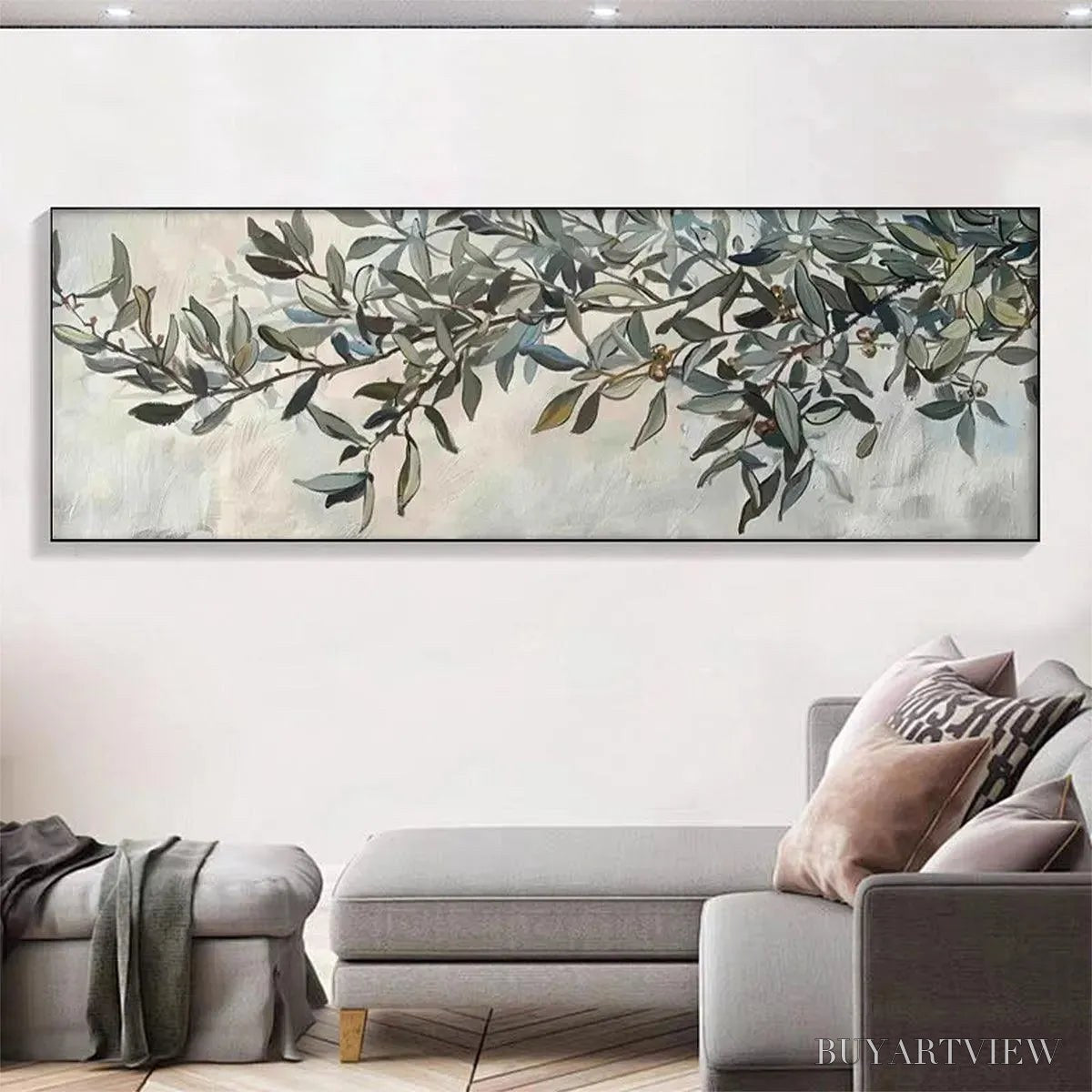 BUYARTVIEW Olive Branch Panoramic – Botanical Painting, Panoramic - image 2