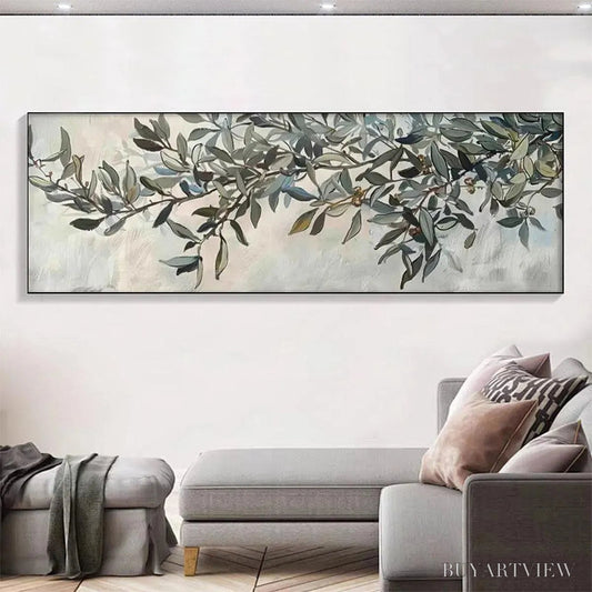 BUYARTVIEW Olive Branch Panoramic – Botanical Painting, Panoramic - image 2