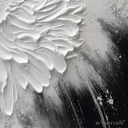 BUYARTVIEW White Textured Bloom – 3D Floral Impasto Painting, Vertical - image 3
