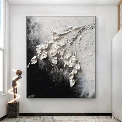 BUYARTVIEW White Floral Impasto – Textured Floral Painting, Square - image 2