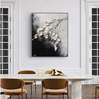 BUYARTVIEW White Floral Impasto – Textured Floral Painting, Square - image 5
