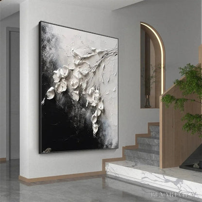 BUYARTVIEW White Floral Impasto – Textured Floral Painting, Square - image 6