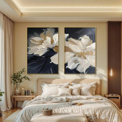 BUYARTVIEW Abstract Floral Diptych – Textured Floral Painting Set of 2, Vertical - image 2