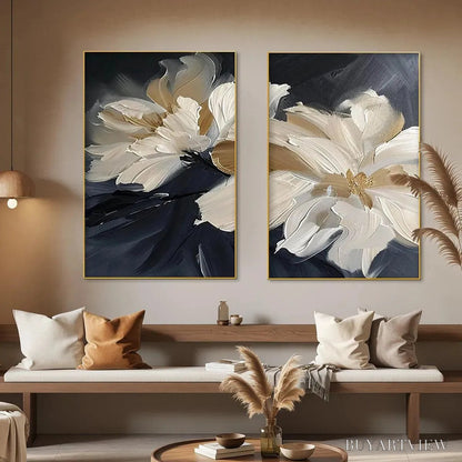 BUYARTVIEW Abstract Floral Diptych – Textured Floral Painting Set of 2, Vertical - image 4
