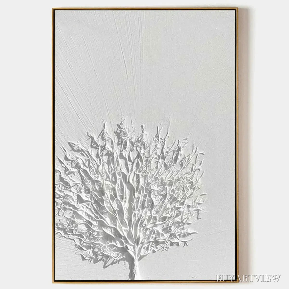BUYARTVIEW White Textured Tree – Textured Floral - image 1