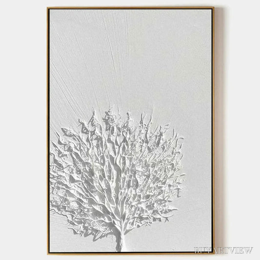 BUYARTVIEW White Textured Tree – Textured Floral - image 1