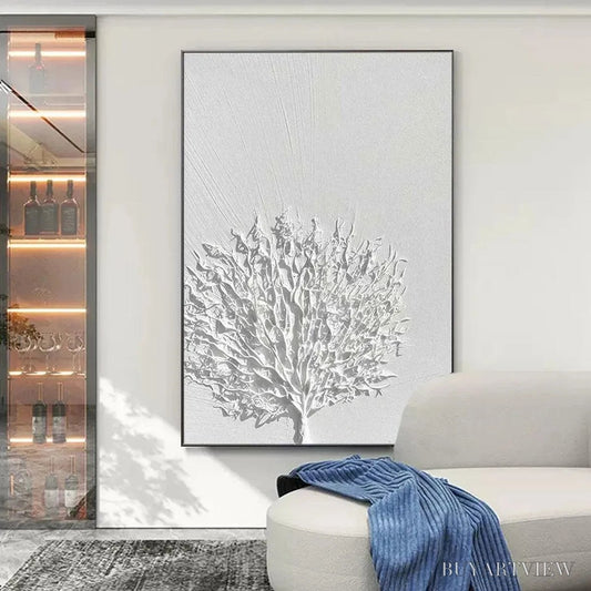 BUYARTVIEW White Textured Tree – Textured Floral - image 2