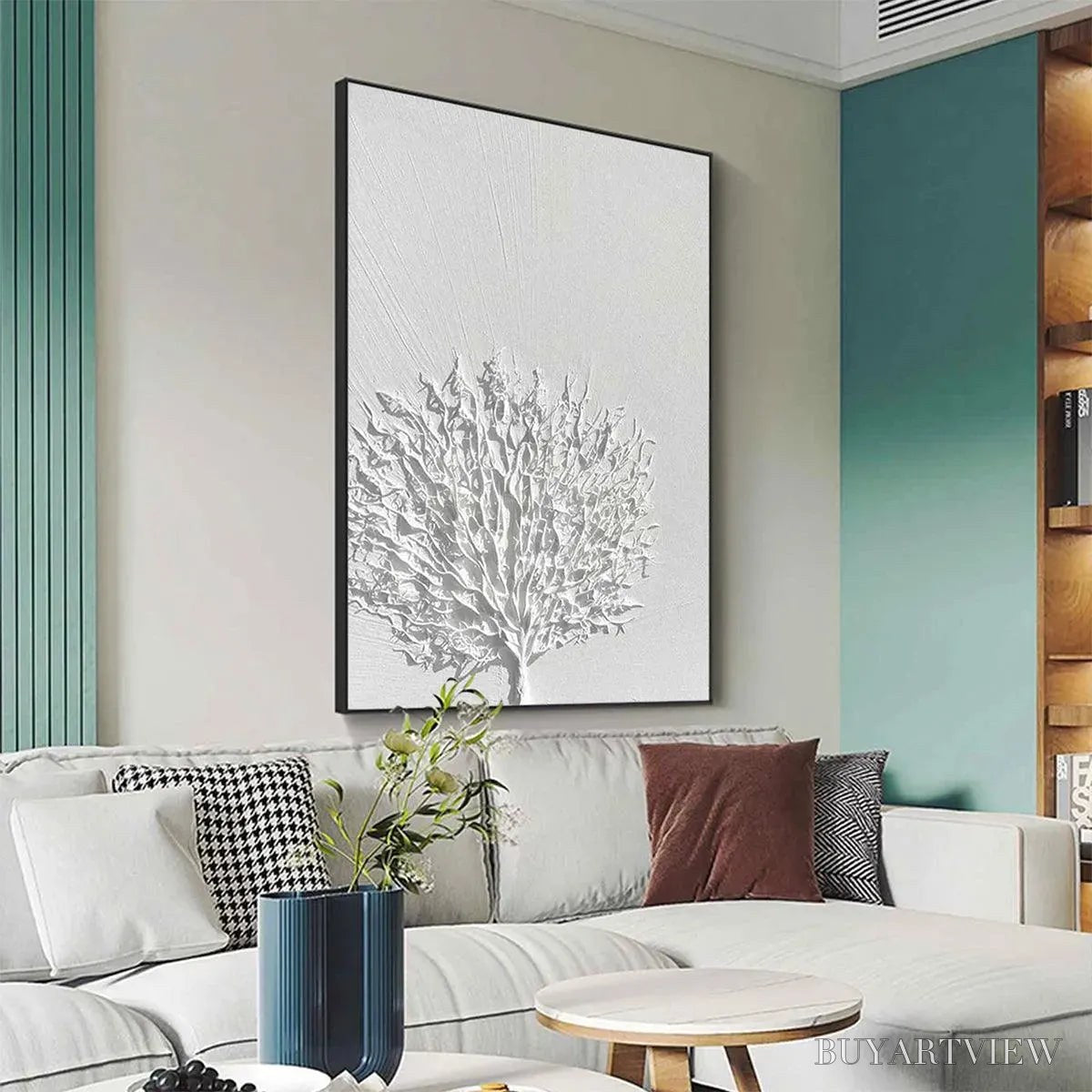 BUYARTVIEW White Textured Tree – Textured Floral - image 3