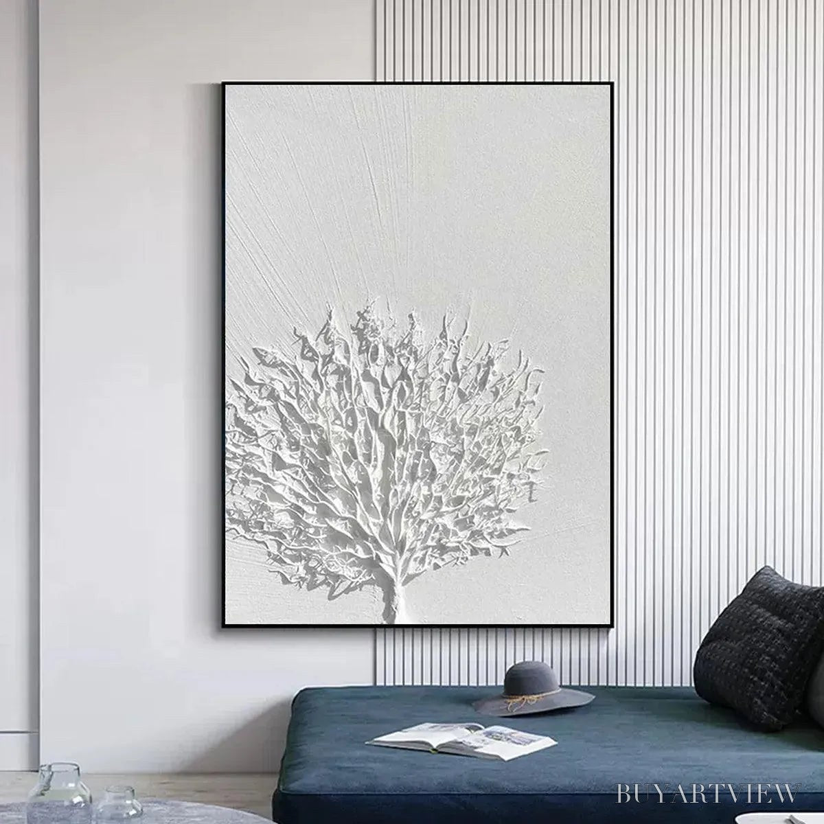 BUYARTVIEW White Textured Tree – Textured Floral - image 5
