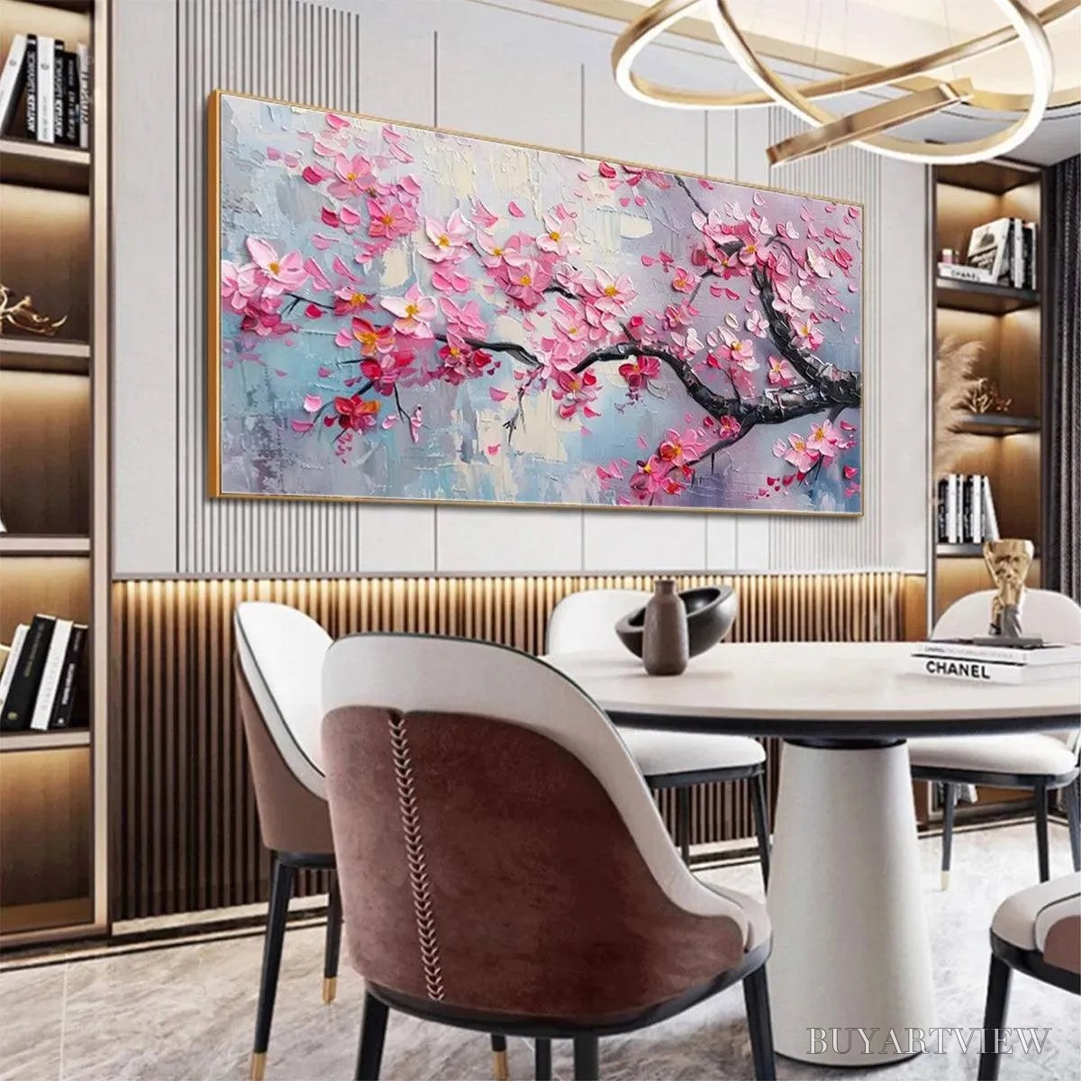 BUYARTVIEW Springtime Serenade – Textured Cherry Blossom Painting, Horizontal - image 4