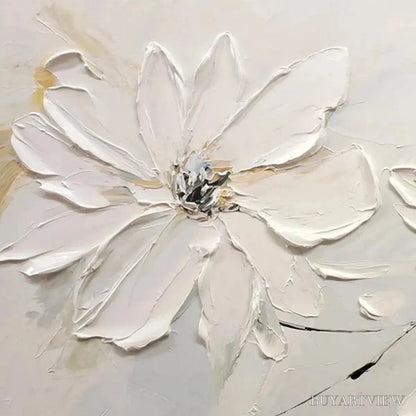 BUYARTVIEW White Blossom Serenity – Textured White Floral Painting, Horizontal - image 4