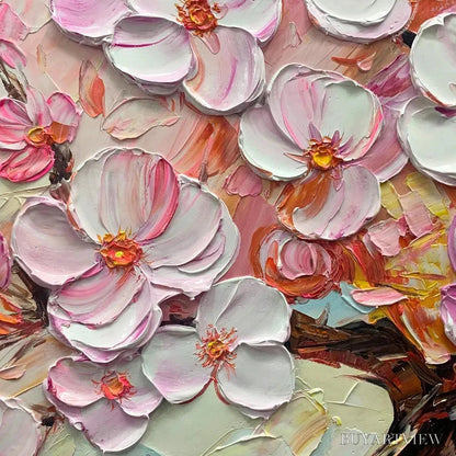 BUYARTVIEW Cherry Blossom Dream – Textured Impasto Cherry Blossom Painting, Horizontal - image 6