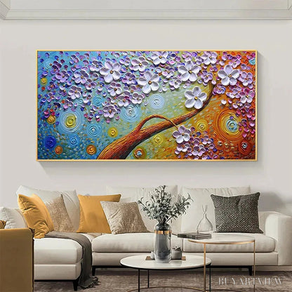 BUYARTVIEW Lilac Dream – Textured Floral Painting in Purple and Gold - image 2