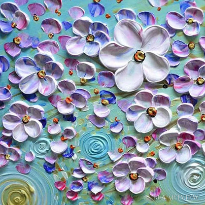 BUYARTVIEW Lilac Dream – Textured Floral Painting in Purple and Gold - image 3