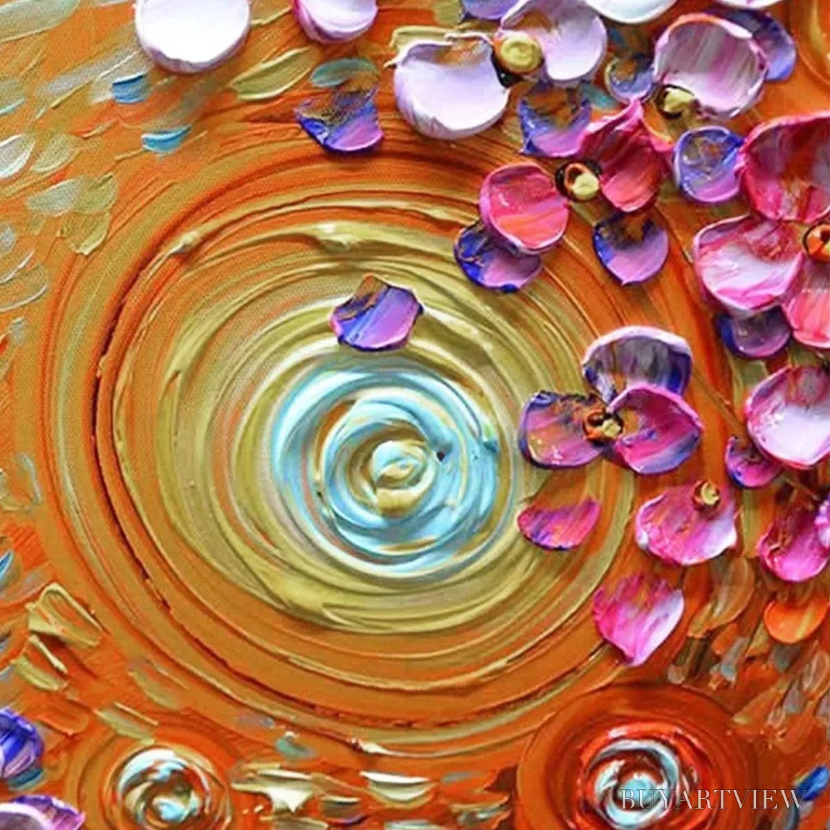 BUYARTVIEW Lilac Dream – Textured Floral Painting in Purple and Gold - image 6