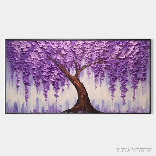 BUYARTVIEW Purple Wisteria – Textured Floral Painting in Purple - image 1