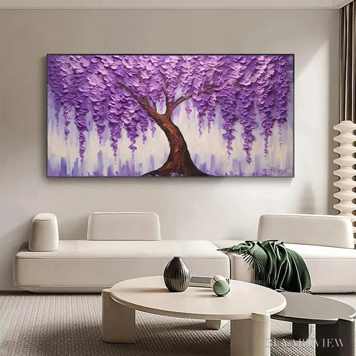 BUYARTVIEW Purple Wisteria – Textured Floral Painting in Purple - image 2