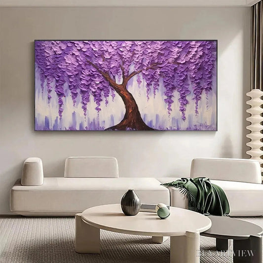 BUYARTVIEW Purple Wisteria – Textured Floral Painting in Purple - image 2