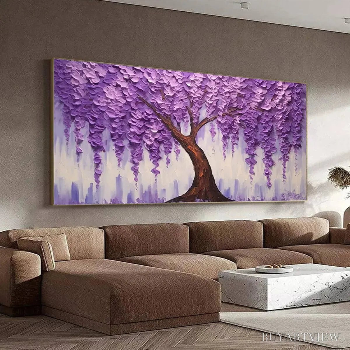 BUYARTVIEW Purple Wisteria – Textured Floral Painting in Purple - image 5