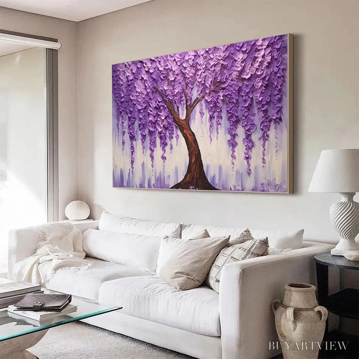 BUYARTVIEW Purple Wisteria – Textured Floral Painting in Purple - image 6