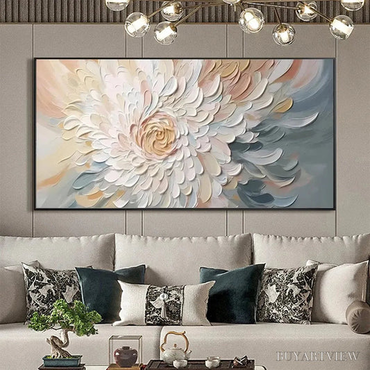 BUYARTVIEW Petal Whirl – Textured Floral Painting in Neutral Tones - image 2