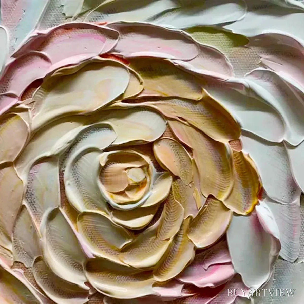 BUYARTVIEW Petal Whirl – Textured Floral Painting in Neutral Tones - image 3