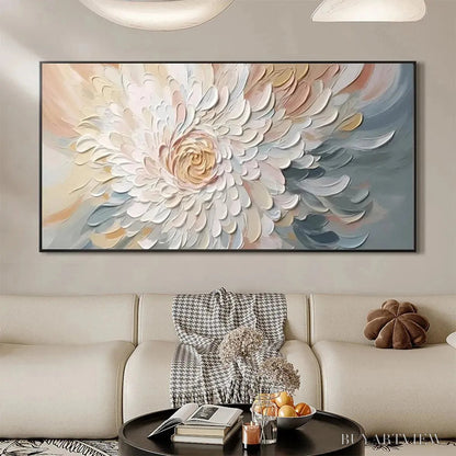 BUYARTVIEW Petal Whirl – Textured Floral Painting in Neutral Tones - image 4