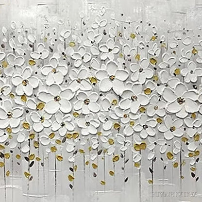 BUYARTVIEW White Blossom Field – Textured White Floral Painting, Square - image 5