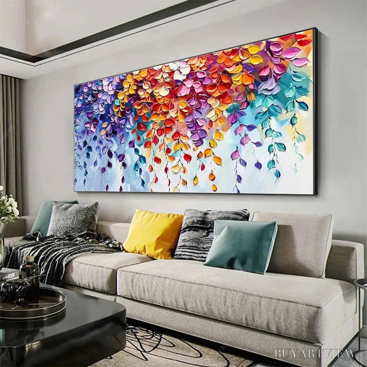 BUYARTVIEW Cascading Color – Textured Floral Impasto Painting - image 6